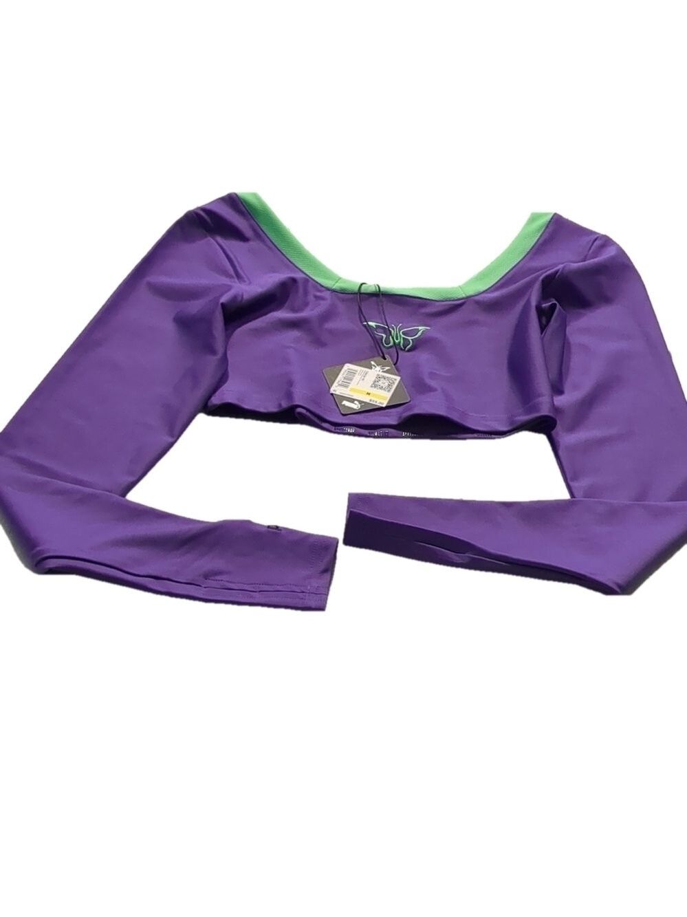 PUMA x DUA LIPA Purple Long Sleeve Crop Tee Size Large